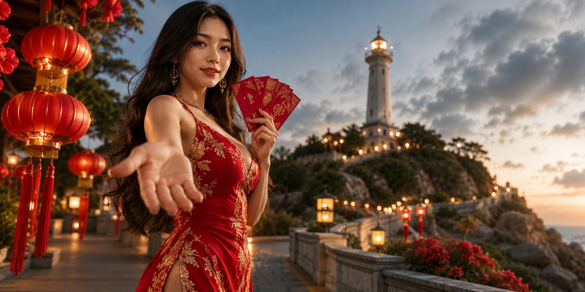 Người chơi card game tại Vũng Tàu dưới ánh đèn lồng buổi tối